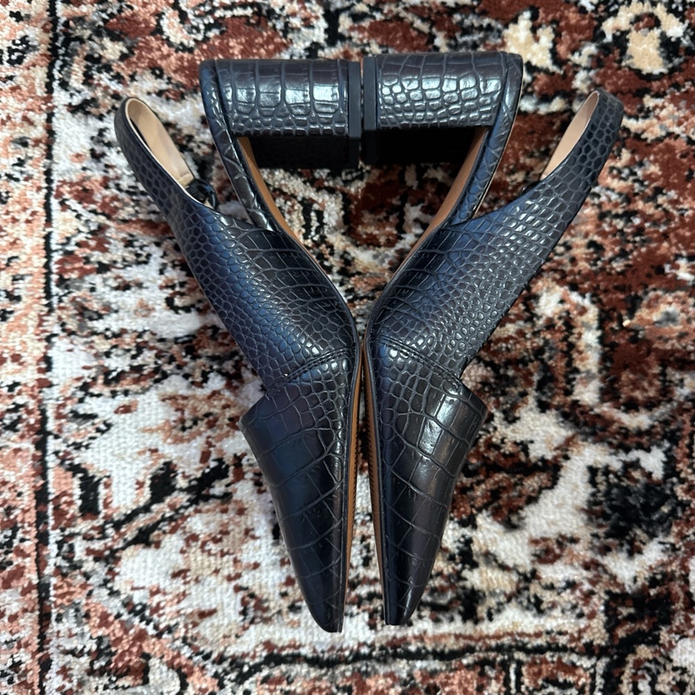 Franco Sarto Black Croc-Embossed Heels - Picture 3 of 5
